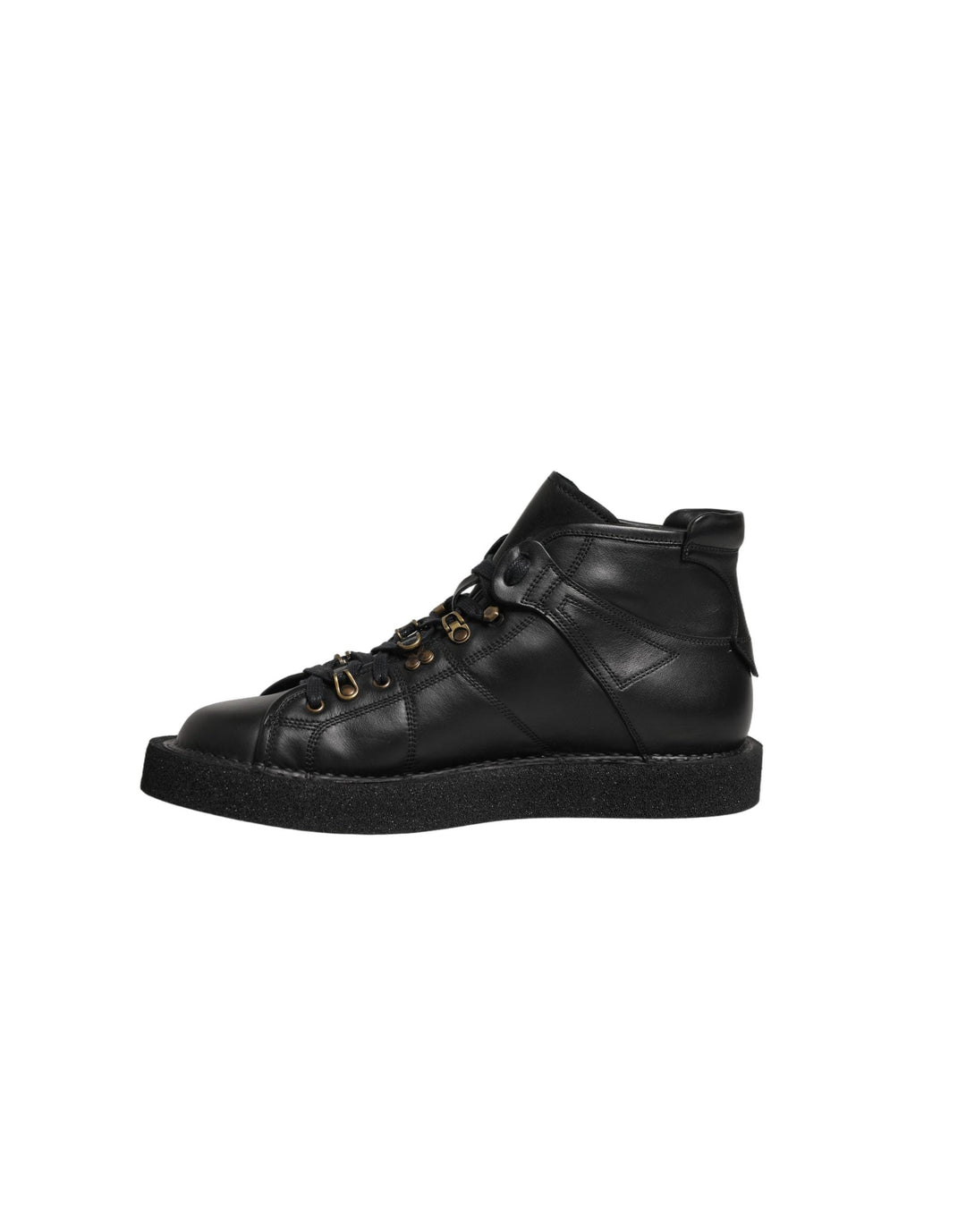 Dolce &amp; Gabbana Black Leather Lace Up Men Ankle Boots Shoes
