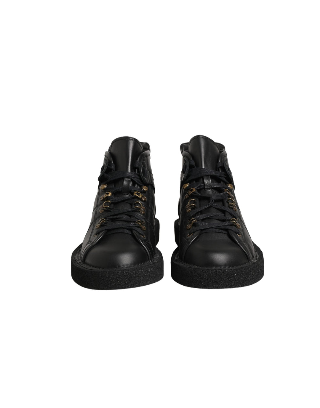 Dolce &amp; Gabbana Black Leather Lace Up Men Ankle Boots Shoes