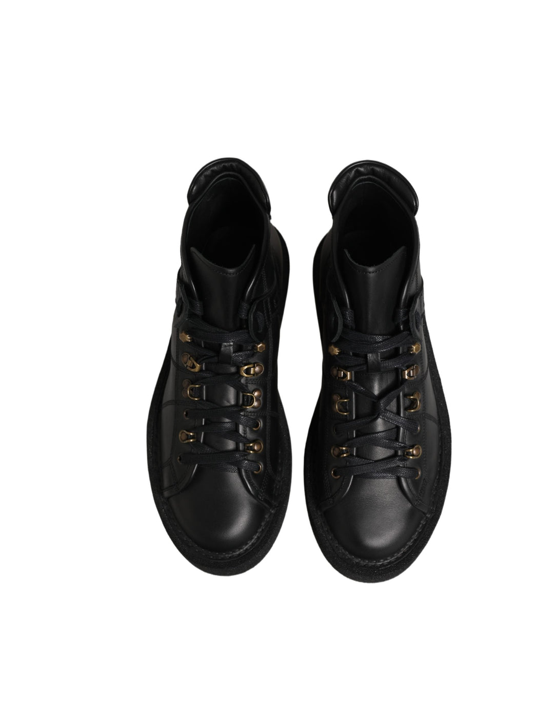 Dolce &amp; Gabbana Black Leather Lace Up Men Ankle Boots Shoes