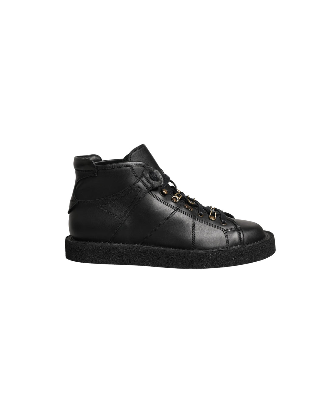 Dolce &amp; Gabbana Black Leather Lace Up Men Ankle Boots Shoes