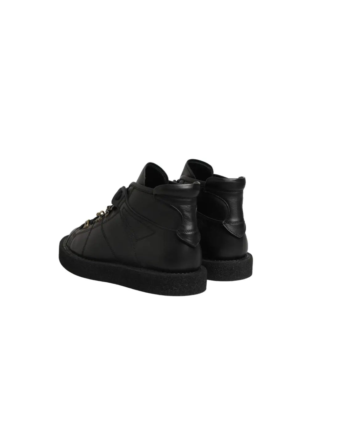 Dolce &amp; Gabbana Black Leather Lace Up Men Ankle Boots Shoes
