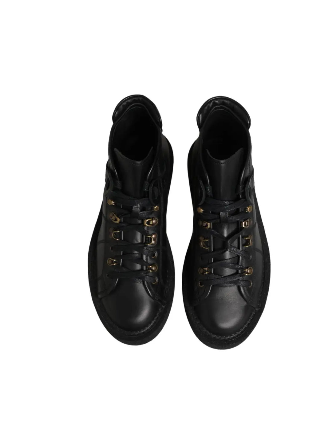 Dolce &amp; Gabbana Black Leather Lace Up Men Ankle Boots Shoes