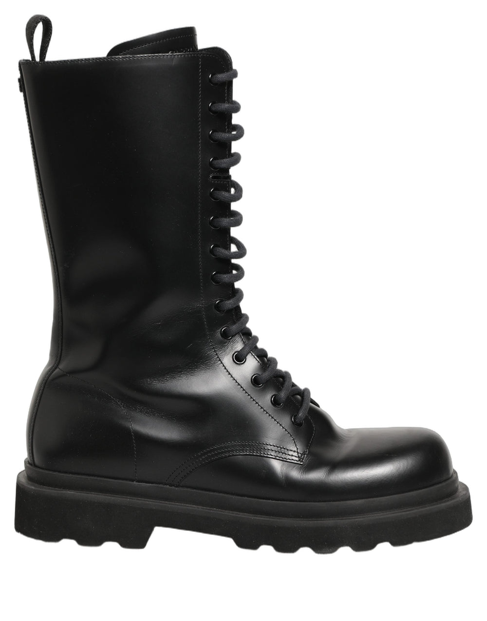 Dolce & Gabbana Black Leather Lace Up Men Combat Boots Shoes