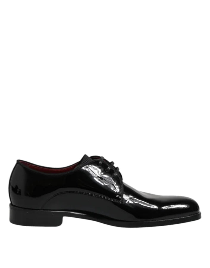 Dolce &amp; Gabbana Black Leather Lace Up Men Derby Formal Shoes