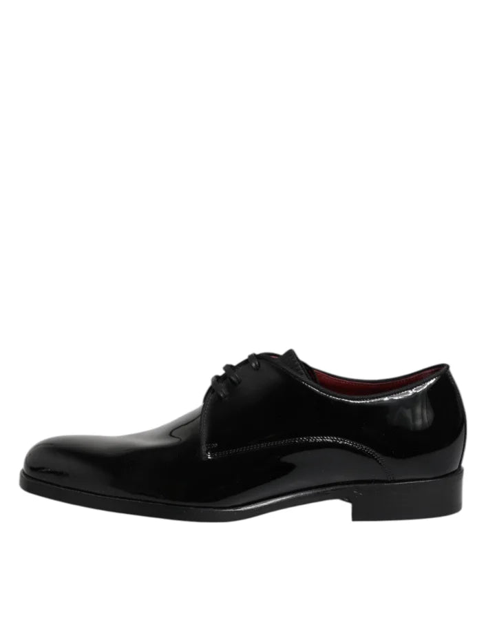 Dolce &amp; Gabbana Black Leather Lace Up Men Derby Formal Shoes