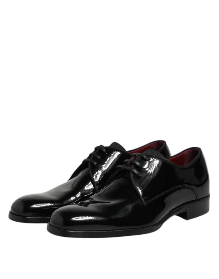 Dolce &amp; Gabbana Black Leather Lace Up Men Derby Formal Shoes
