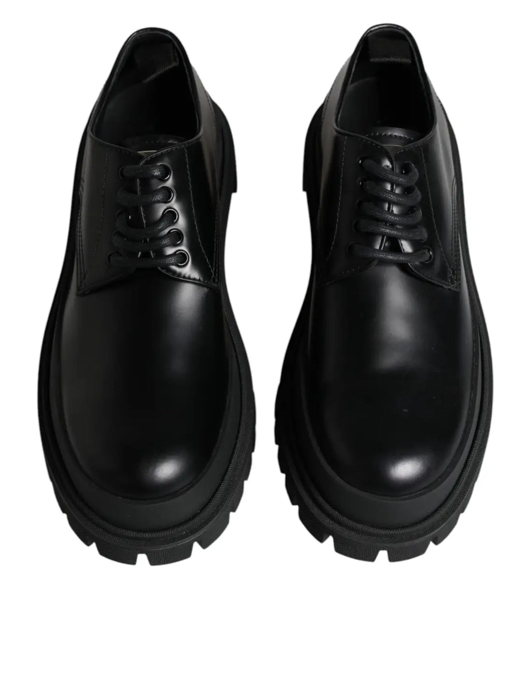 Dolce &amp; Gabbana Black Leather Lace Up Trekking Dress Shoes
