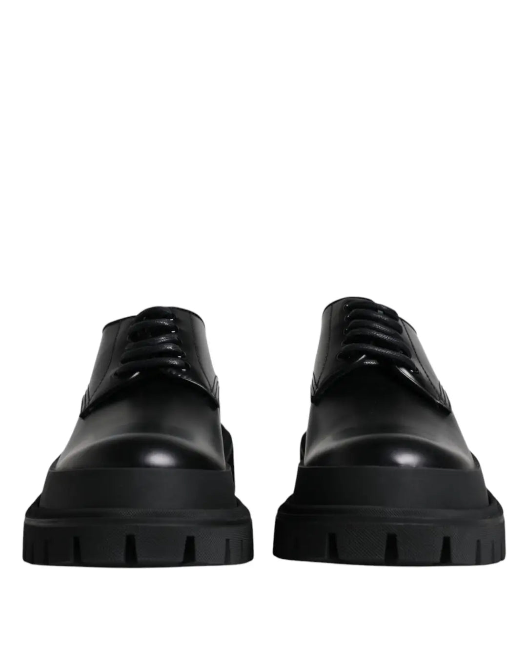 Dolce &amp; Gabbana Black Leather Lace Up Trekking Dress Shoes