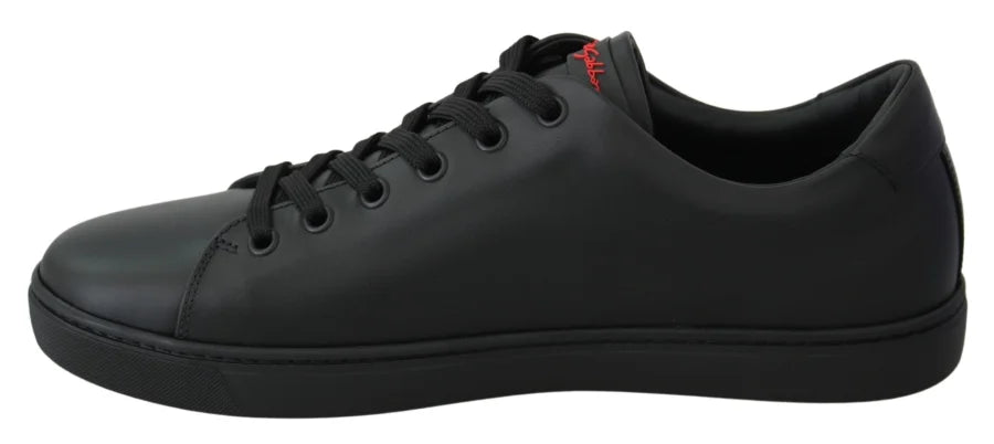 Dolce &amp; Gabbana Black Leather Love Heart Sneakers Womens Shoes