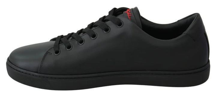 Dolce &amp; Gabbana Black Leather Love Heart Sneakers Womens Shoes