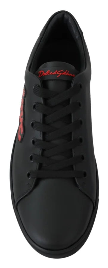 Dolce &amp; Gabbana Black Leather Love Heart Sneakers Womens Shoes