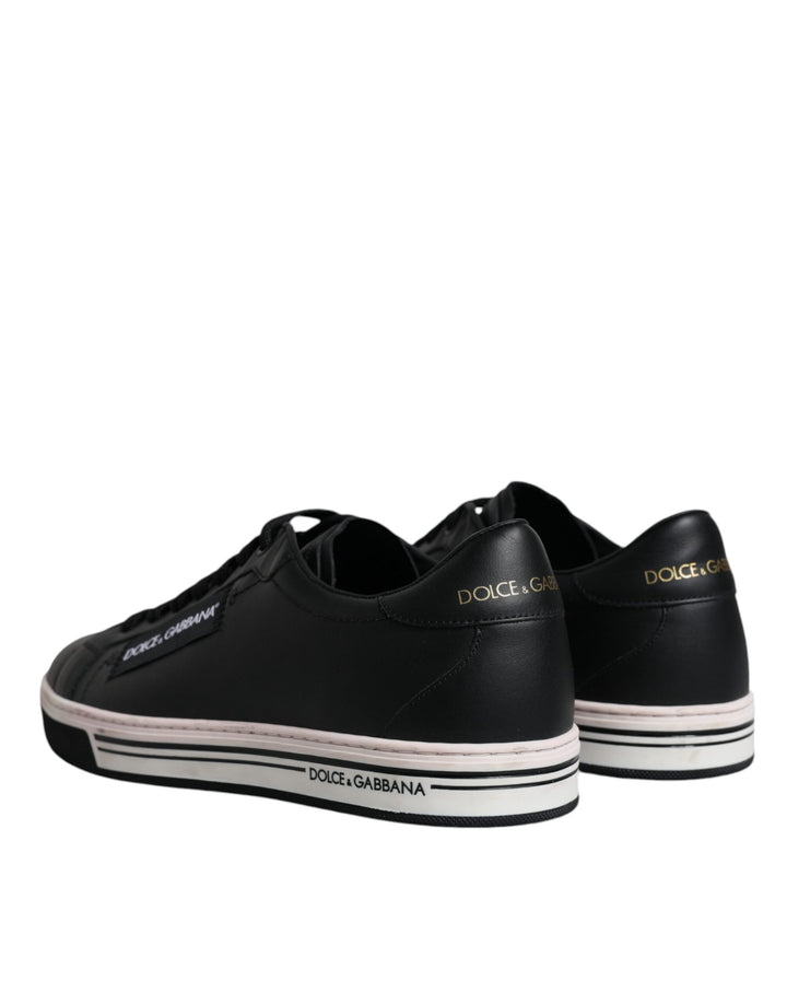 Dolce &amp; Gabbana Black Leather Low Top Men Sneakers Shoes