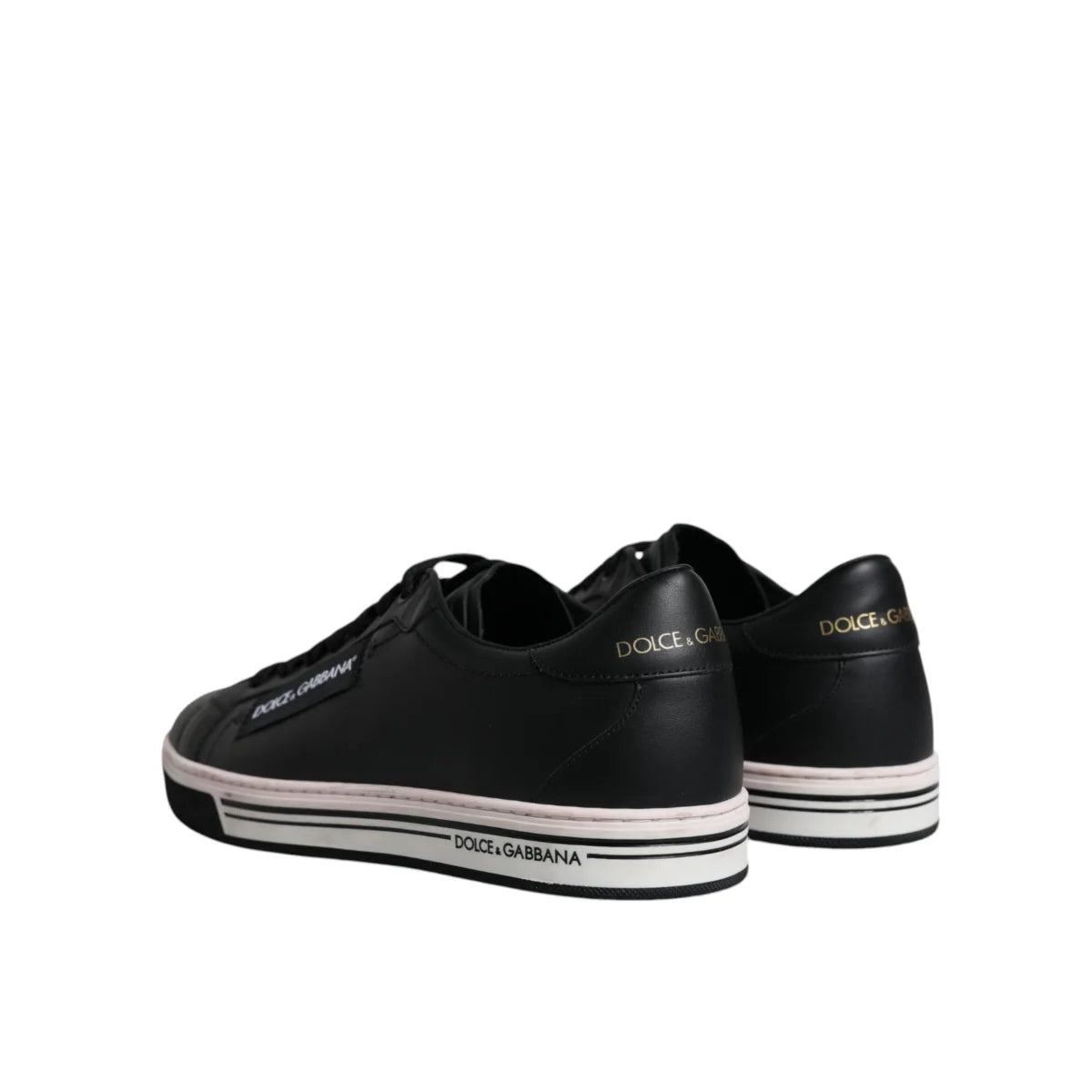Dolce & Gabbana Black Leather Low Top Men Sneakers Shoes
