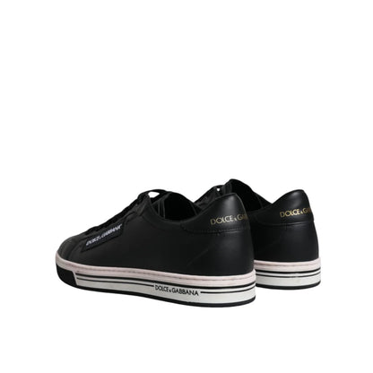 Dolce & Gabbana Black Leather Low Top Men Sneakers Shoes