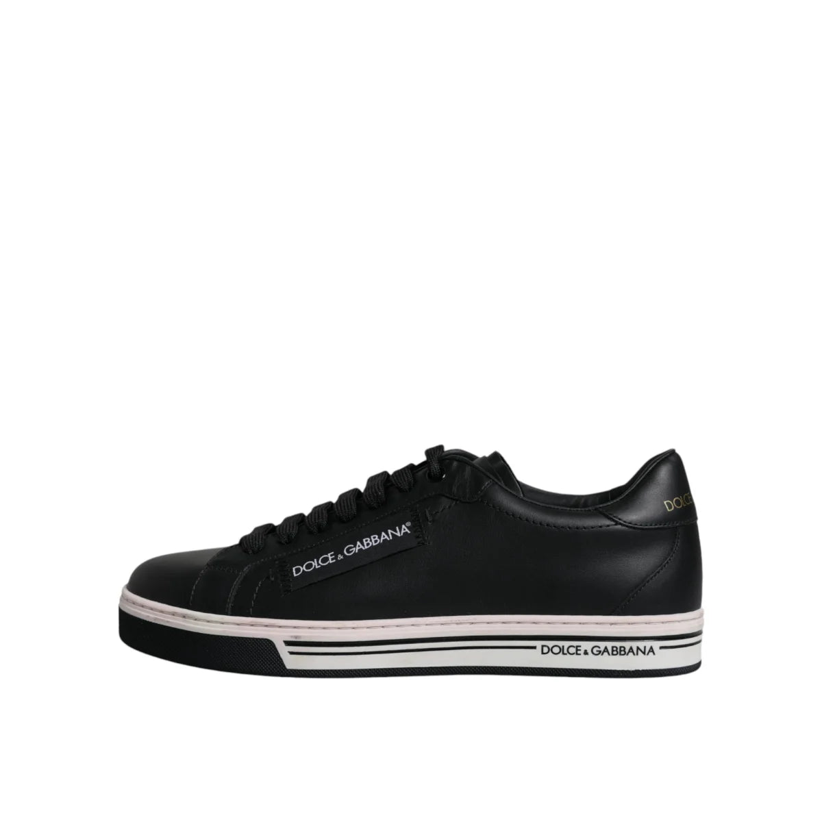Dolce & Gabbana Black Leather Low Top Men Sneakers Shoes