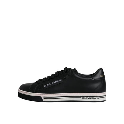 Dolce & Gabbana Black Leather Low Top Men Sneakers Shoes