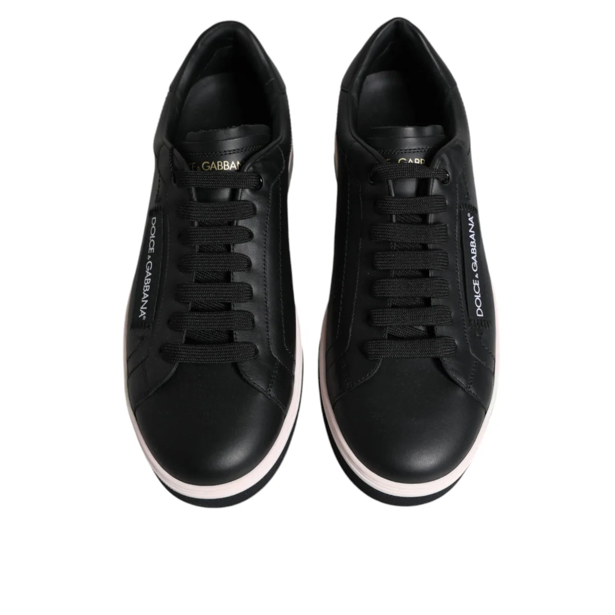 Dolce & Gabbana Black Leather Low Top Men Sneakers Shoes