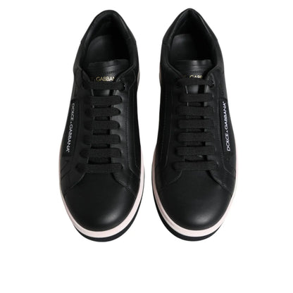 Dolce & Gabbana Black Leather Low Top Men Sneakers Shoes