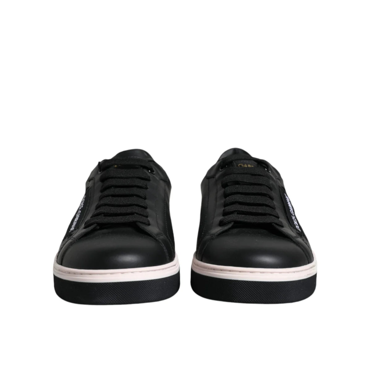 Dolce & Gabbana Black Leather Low Top Men Sneakers Shoes
