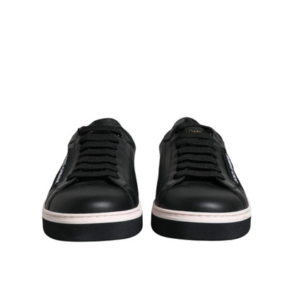 Dolce & Gabbana Black Leather Low Top Men Sneakers Shoes