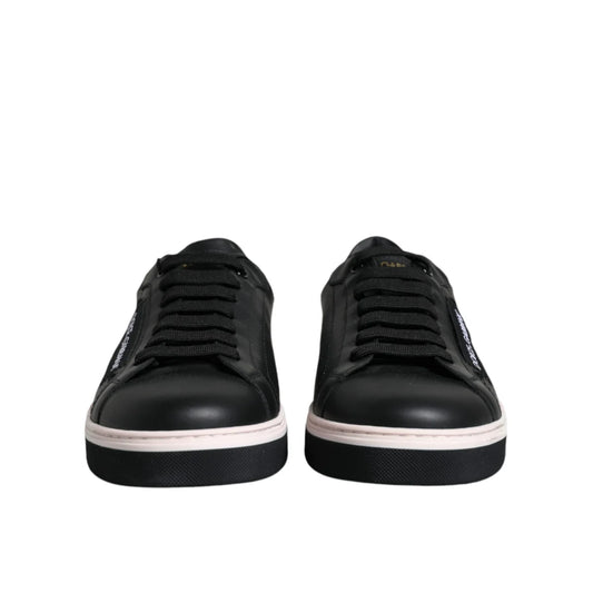 Dolce & Gabbana Black Leather Low Top Men Sneakers Shoes