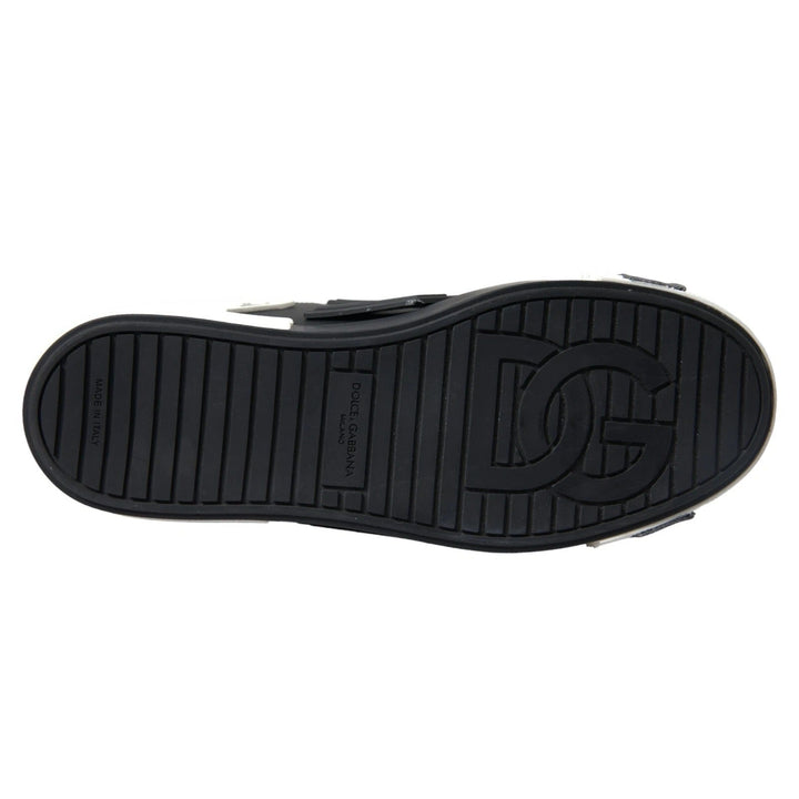 Dolce &amp; Gabbana Black Leather Low Top Sneakers Portofino Shoes