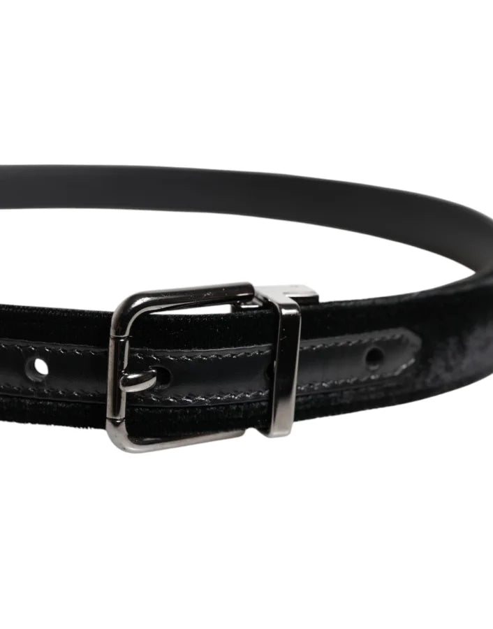 Dolce &amp; Gabbana Black Leather Metal Buckle Classic Belt