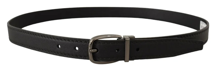 Dolce &amp; Gabbana Black Leather Metal Logo Buckle Belt