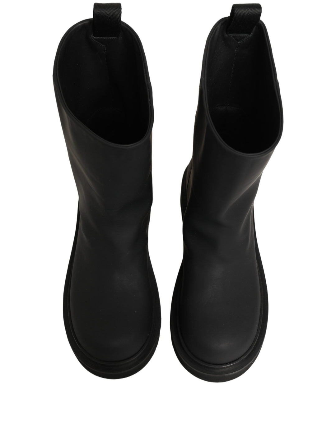 Dolce &amp; Gabbana Black Leather Mid Calf Chunky Men Boots Shoes