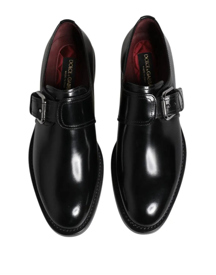Dolce &amp; Gabbana Black Leather Monk Strap Derby Formal Shoes
