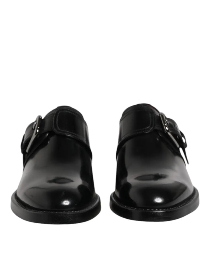 Dolce &amp; Gabbana Black Leather Monk Strap Derby Formal Shoes