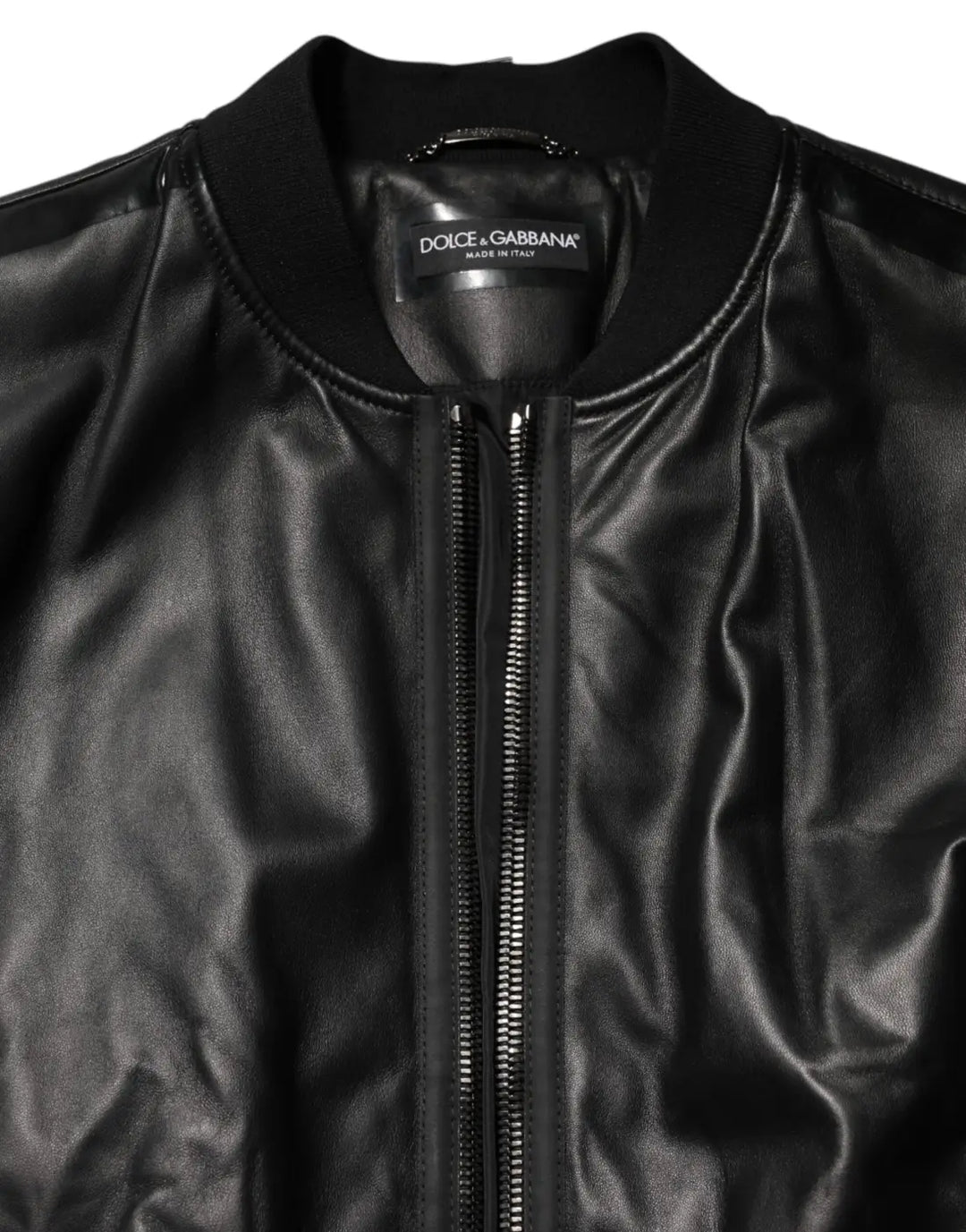 Dolce &amp; Gabbana Black Leather Nylon FullZip Blouson Jacket