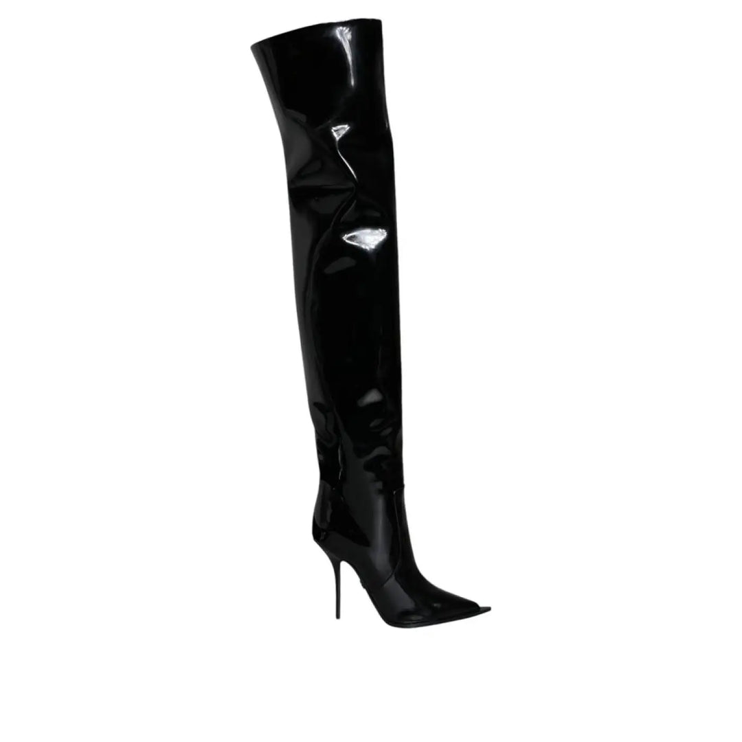 Dolce &amp; Gabbana Black Leather Over The Knee