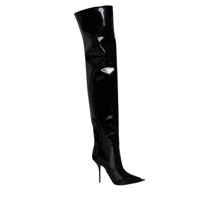Dolce &amp; Gabbana Black Leather Over The Knee