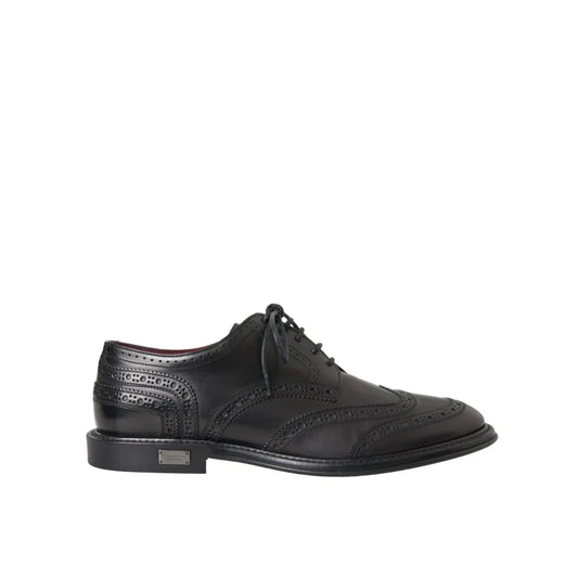 Dolce & Gabbana Black Leather Oxford Wingtip Shoes for Men