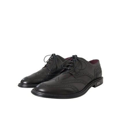 Dolce & Gabbana Black Leather Oxford Wingtip Shoes for Men