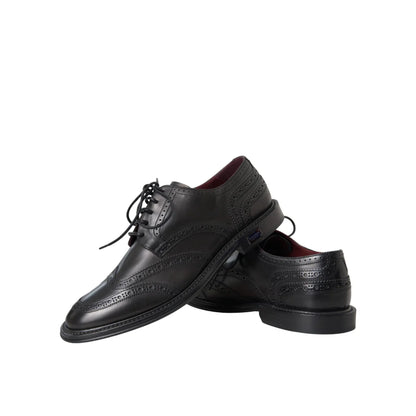 Dolce & Gabbana Black Leather Oxford Wingtip Shoes for Men