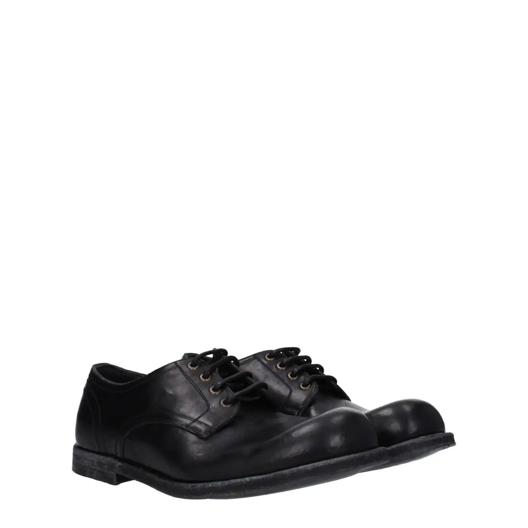 Dolce &amp; Gabbana Black Leather Oxfords And Derbies