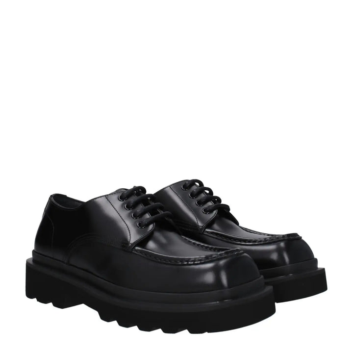 Dolce &amp; Gabbana Black Leather Oxfords And Derbies