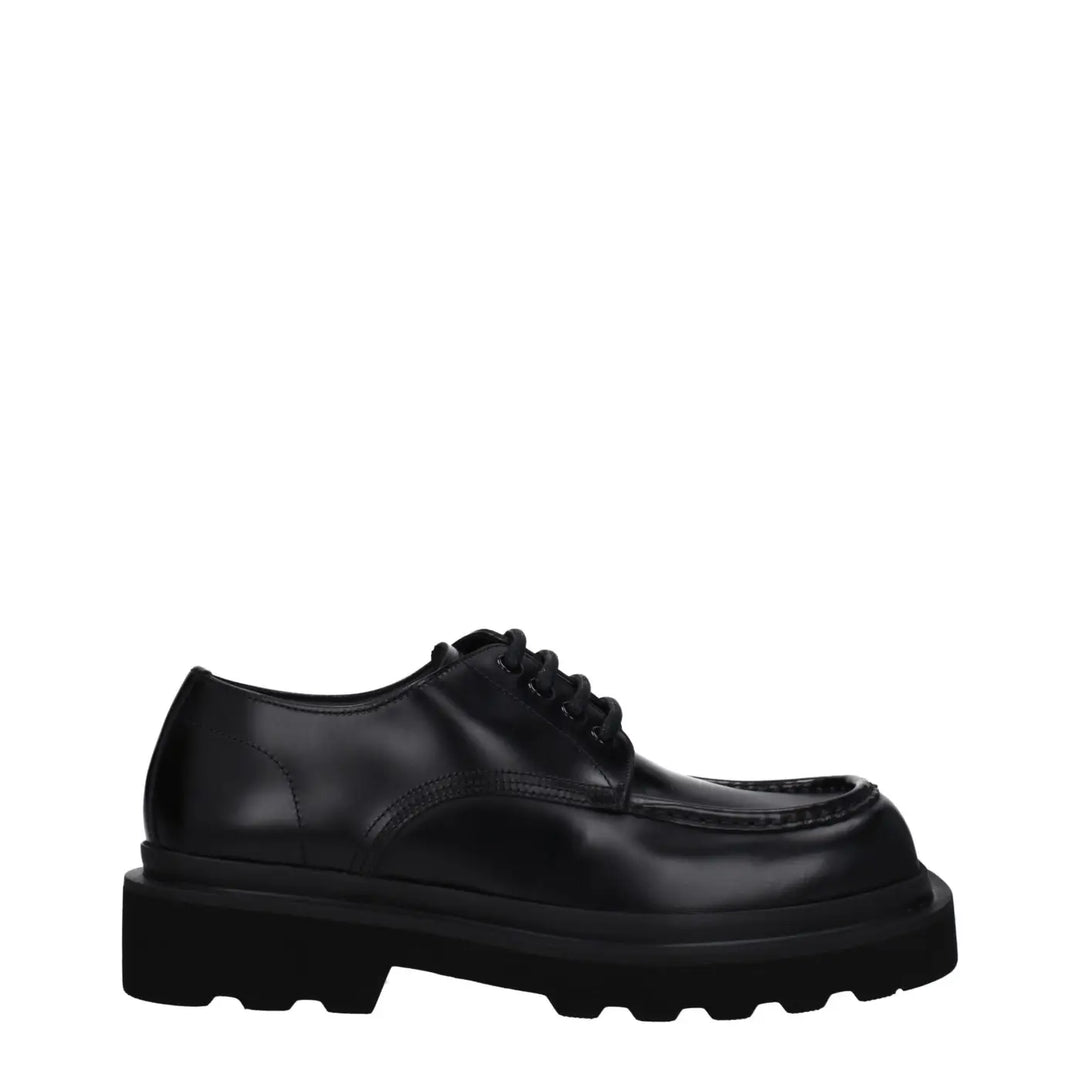 Dolce &amp; Gabbana Black Leather Oxfords And Derbies