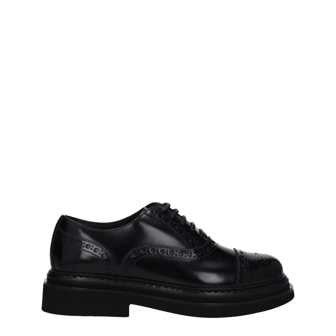 Dolce &amp; Gabbana Black Leather Oxfords And Derbies