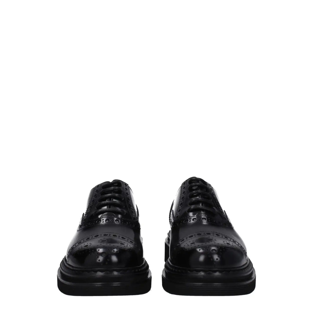 Dolce &amp; Gabbana Black Leather Oxfords And Derbies