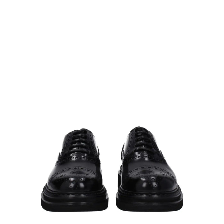 Dolce &amp; Gabbana Black Leather Oxfords And Derbies