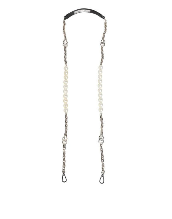 Dolce & Gabbana - Black Leather Pearl Chain Bag Accessory Shoulder Strap