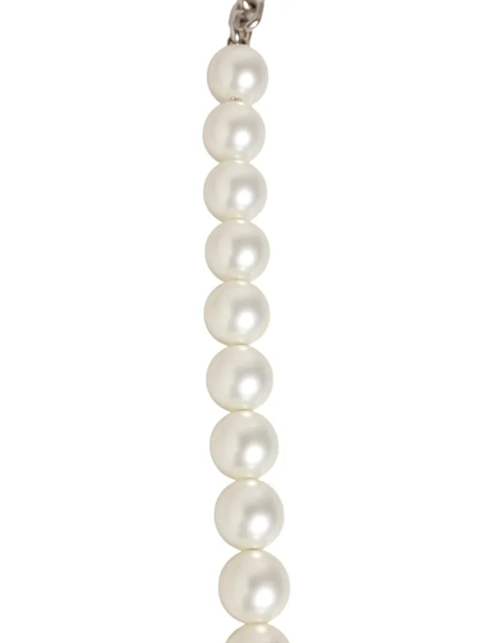 Dolce &amp; Gabbana Black Leather Pearl Chain Bag Accessory Shoulder Strap
