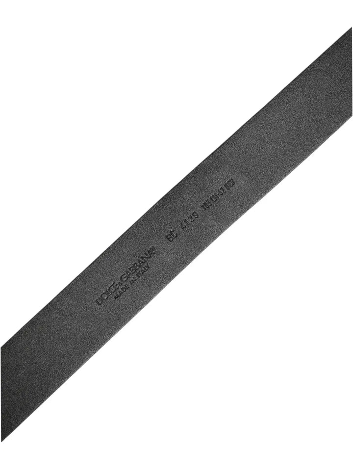 Dolce &amp; Gabbana Black Leather Prince Crown Logo Buckle Belt