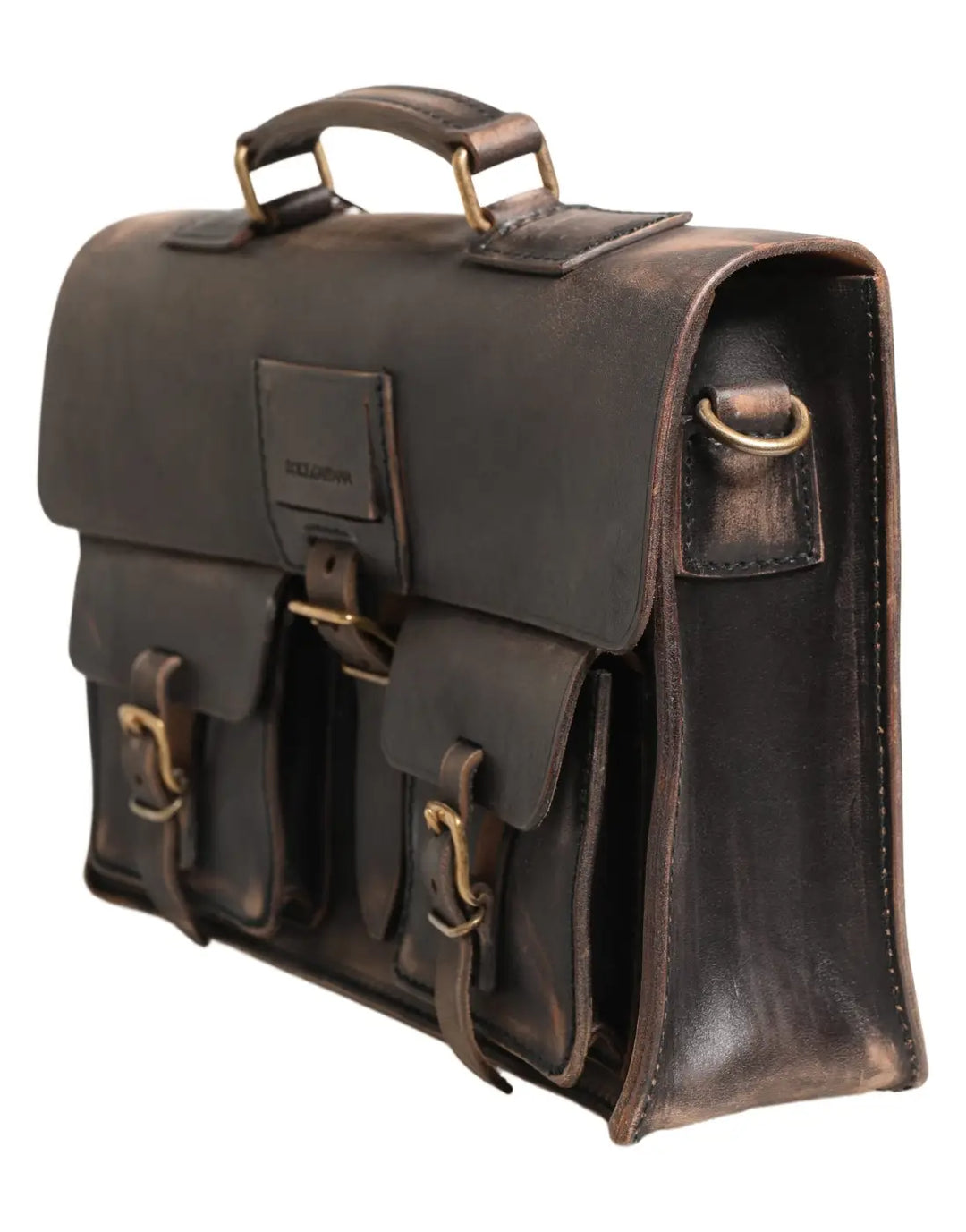 Dolce &amp; Gabbana Black Leather Shoulder Satchel Briefcase Men Borse Bag