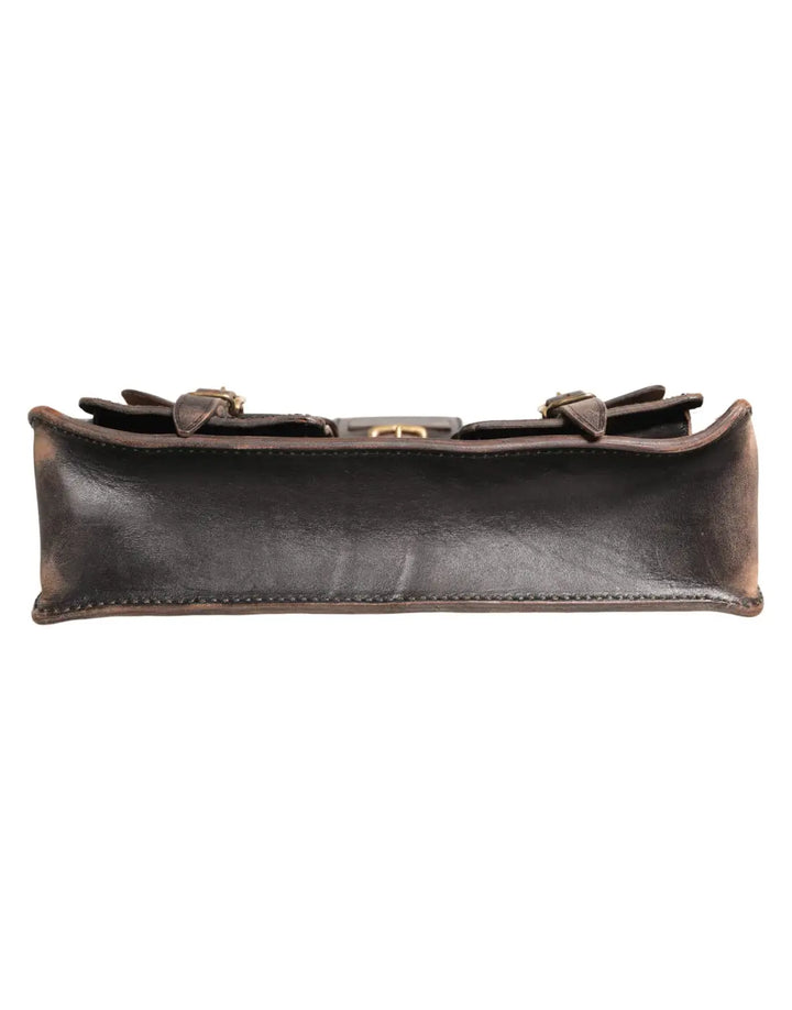 Dolce &amp; Gabbana Black Leather Shoulder Satchel Briefcase Men Borse Bag