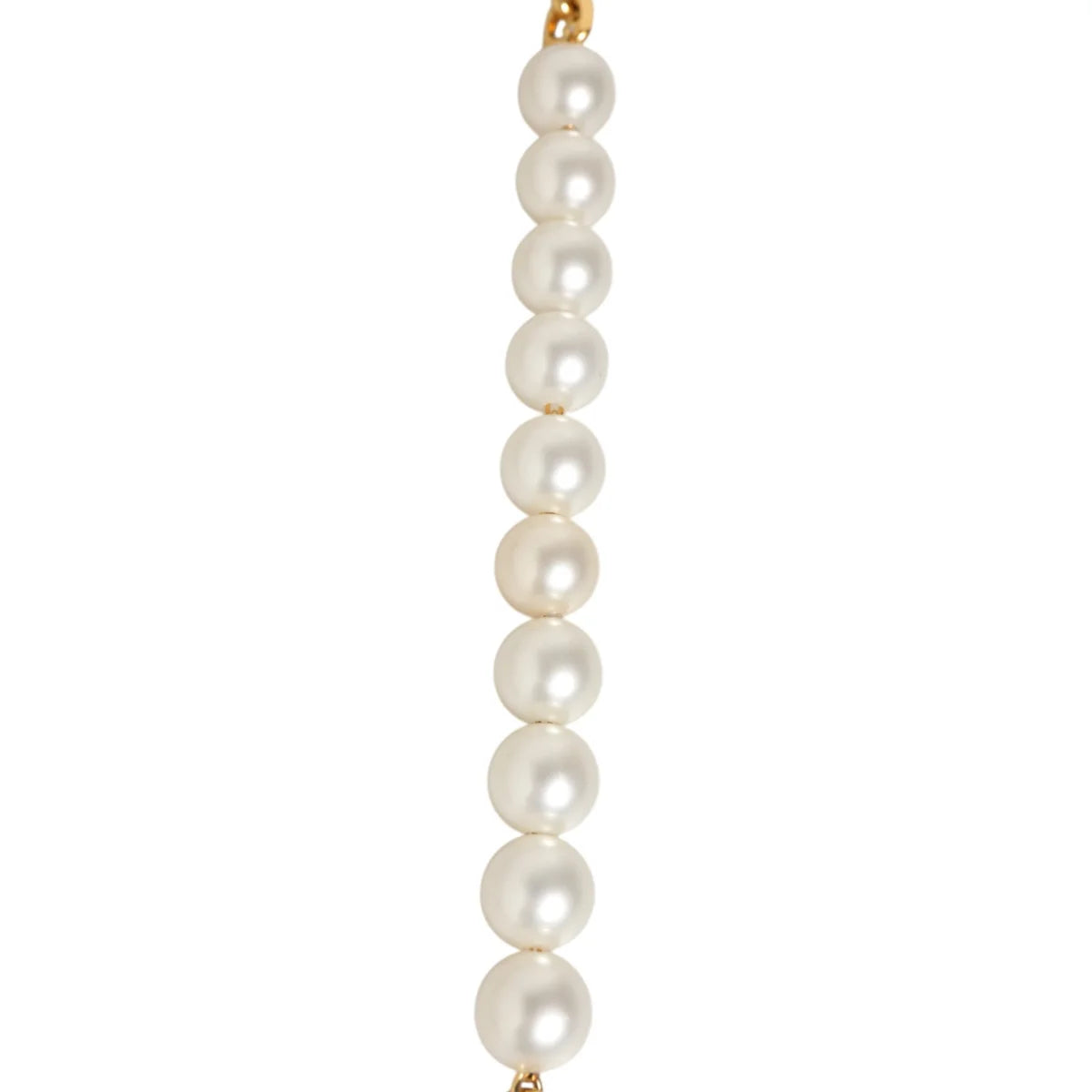 Dolce & Gabbana Black Leather Shoulder Strap with Gold Chain and Pearls