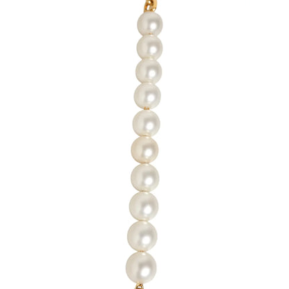 Dolce & Gabbana Black Leather Shoulder Strap with Gold Chain and Pearls